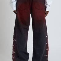 DENIM BAGGY BARBED WIRE BLACK/RED