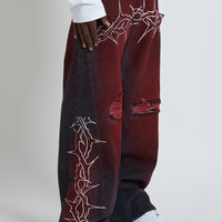 DENIM BAGGY BARBED WIRE BLACK/RED
