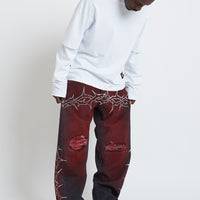 DENIM BAGGY BARBED WIRE BLACK/RED