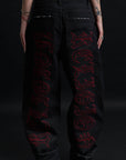 THORN BAGGY DENIM – BLACK CRIMSON
