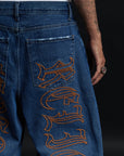 THORN BAGGY DENIM – BLUE CRIMSON