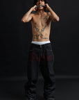 THORN BAGGY DENIM – BLACK CRIMSON
