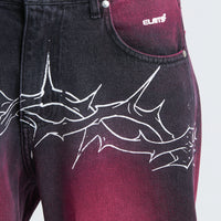 DENIM BAGGY BARBED WIRE BLACK/PINK