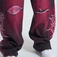 DENIM BAGGY BARBED WIRE BLACK/PINK