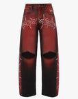 DENIM BAGGY BARBED WIRE BLACK/RED