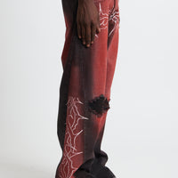 DENIM BAGGY BARBED WIRE BLACK/RED
