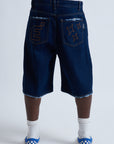 JORTS BAGGY DARK BLUE FRAY