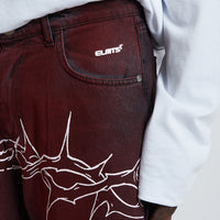 DENIM BAGGY BARBED WIRE BLACK/RED