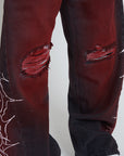 DENIM BAGGY BARBED WIRE BLACK/RED