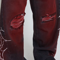 DENIM BAGGY BARBED WIRE BLACK/RED