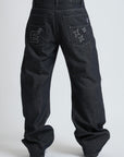 RAW DENIM BAGGY DOUBLE TWO IN ONE BLACK