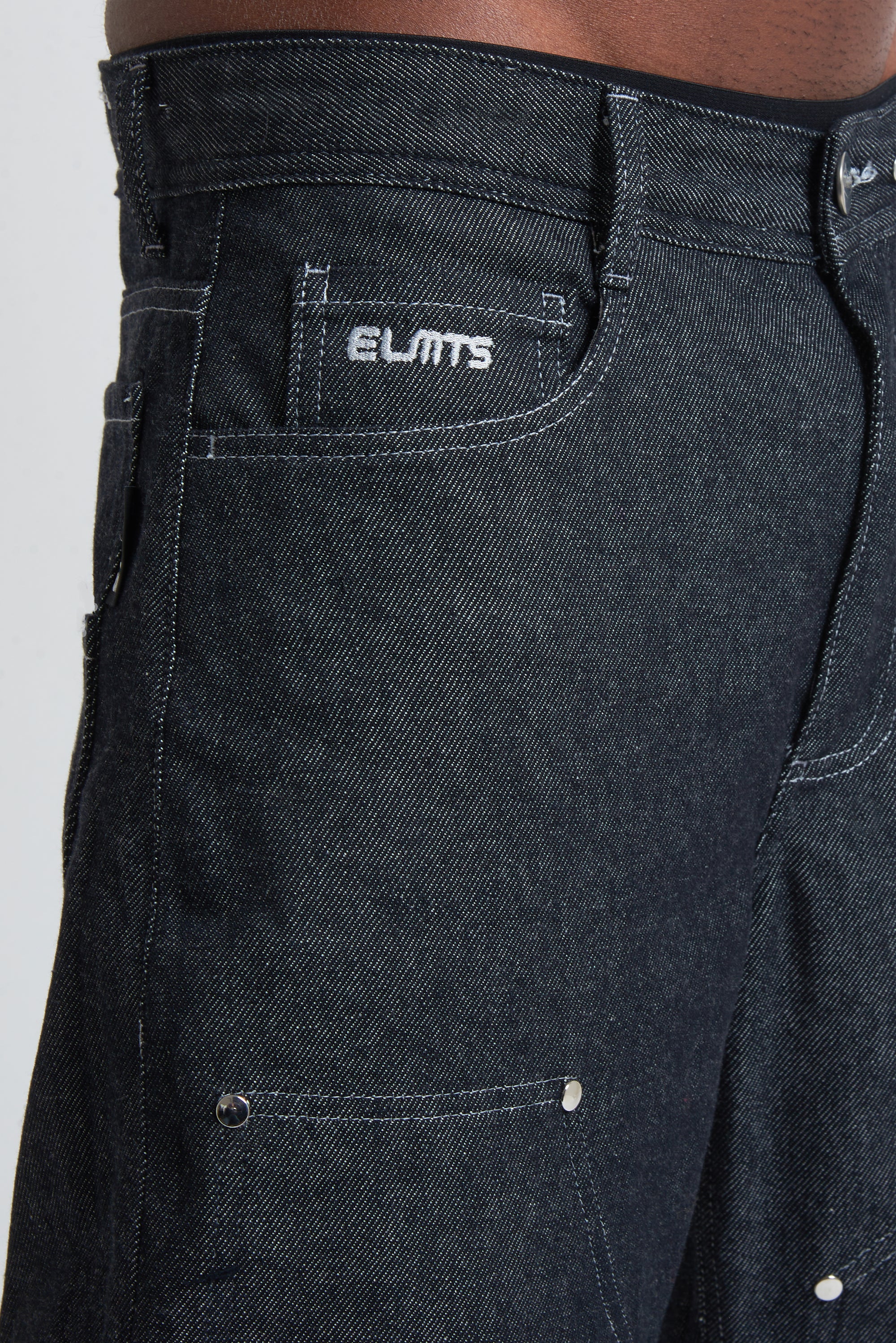 RAW DENIM BAGGY DOUBLE TWO IN ONE BLACK