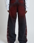 DENIM BAGGY BARBED WIRE BLACK/RED
