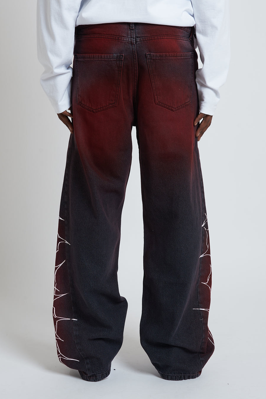 DENIM BAGGY BARBED WIRE BLACK/RED