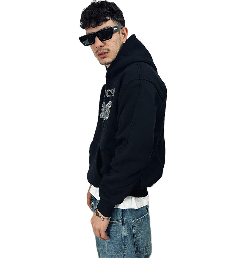 PERFECT HOODIE BLACK STRASS LOGO