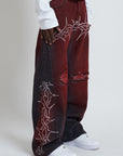 DENIM BAGGY BARBED WIRE BLACK/RED
