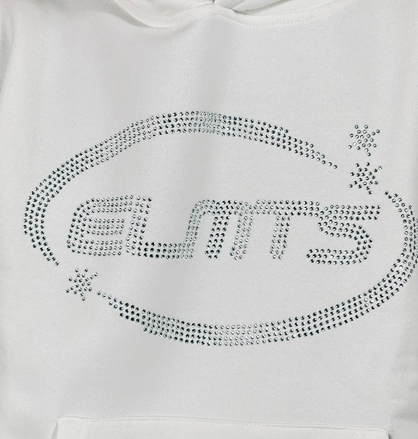 PERFECT HOODIE WHITE STRASS LOGO