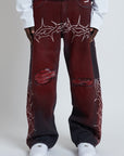 DENIM BAGGY BARBED WIRE BLACK/RED