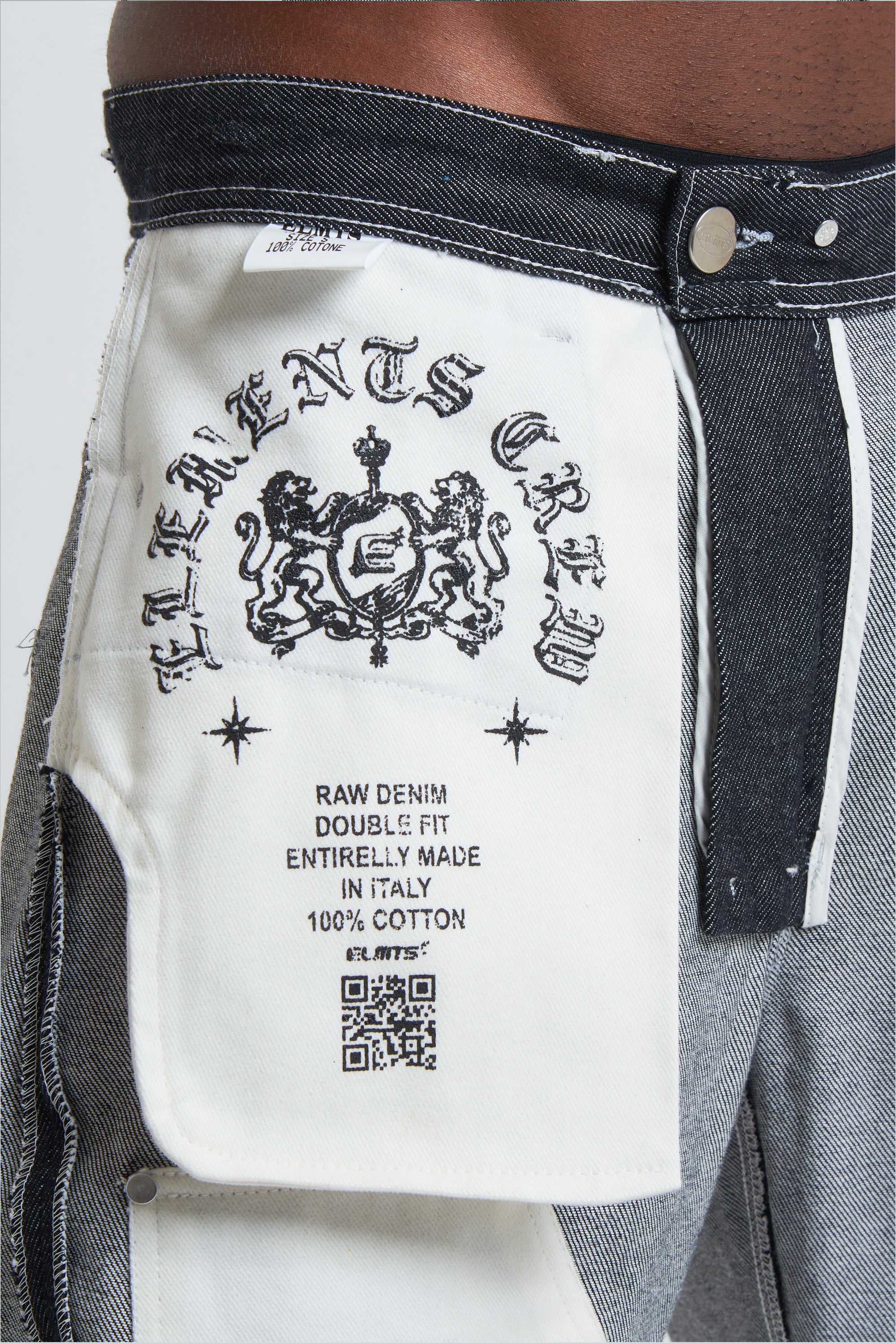 RAW DENIM BAGGY DOUBLE TWO IN ONE BLACK