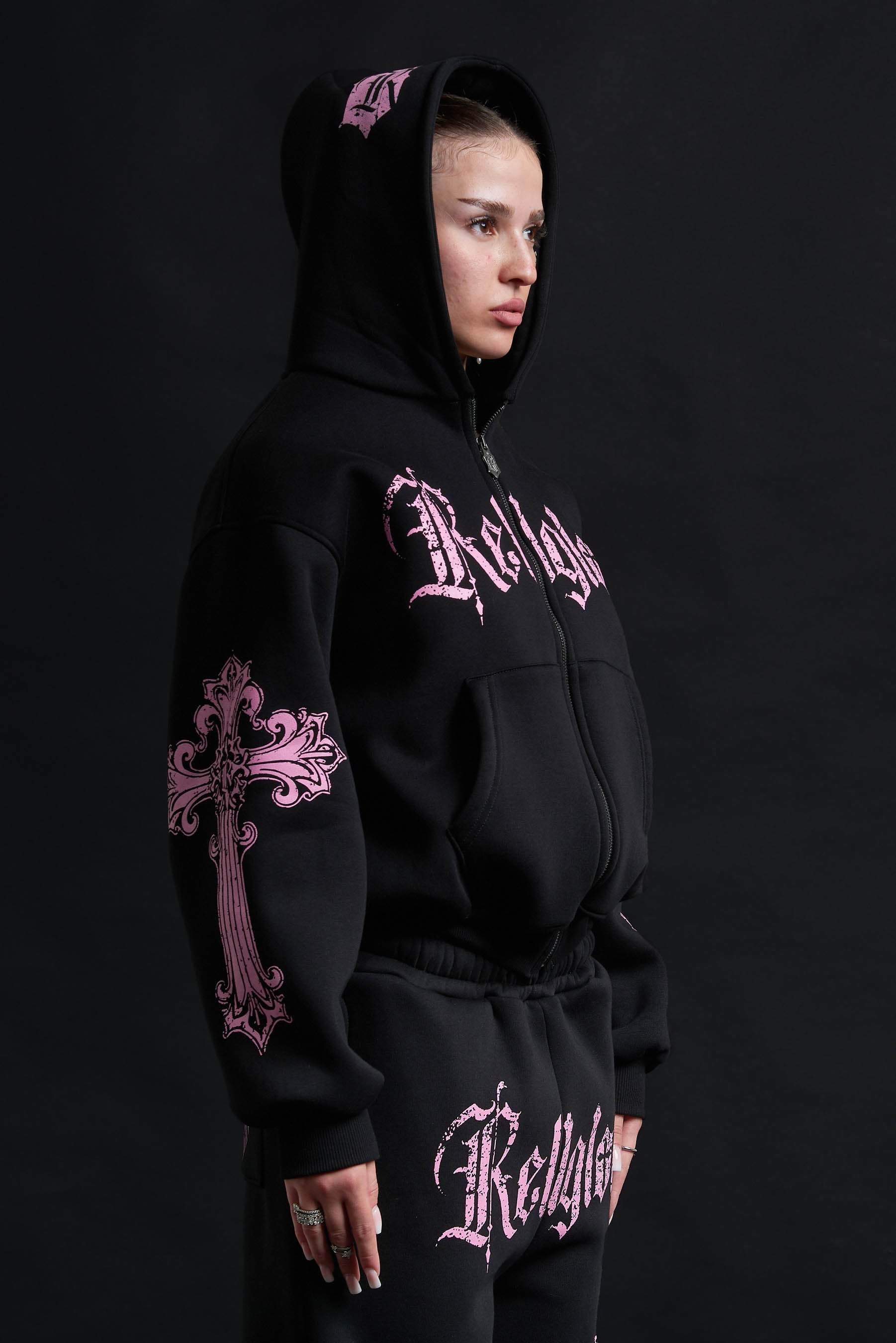 HOODIE CATHEDRAL BLACK PINK