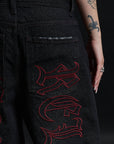 THORN BAGGY DENIM – BLACK CRIMSON