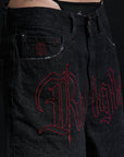 THORN BAGGY DENIM – BLACK CRIMSON