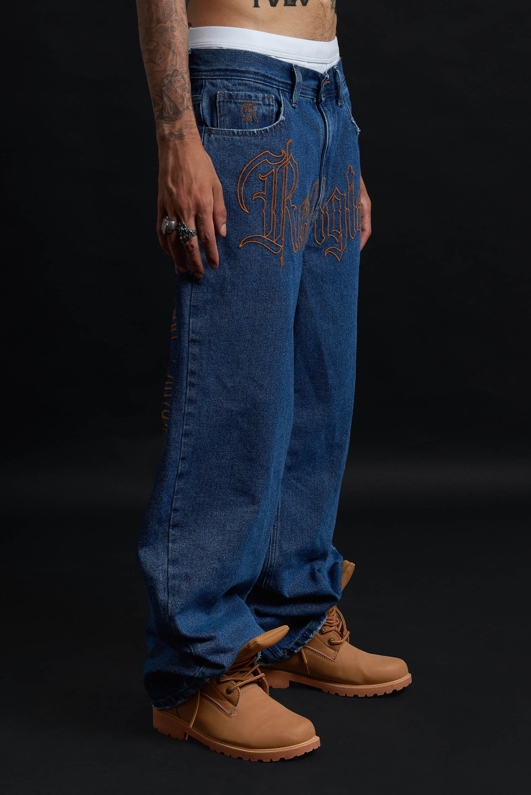 THORN BAGGY DENIM – BLUE CRIMSON