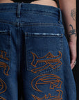 THORN BAGGY DENIM – BLUE CRIMSON