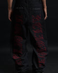 THORN BAGGY DENIM – BLACK CRIMSON