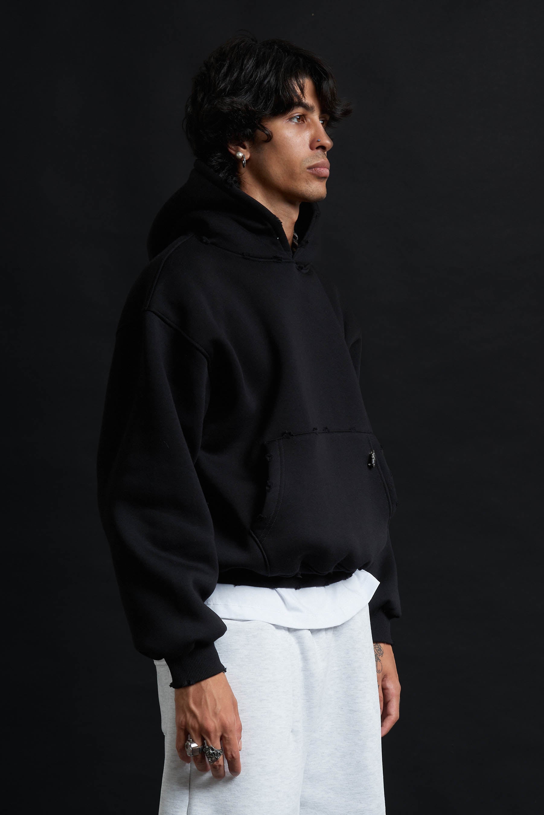 Hoodie Genesis Crop BLACK Destroyed