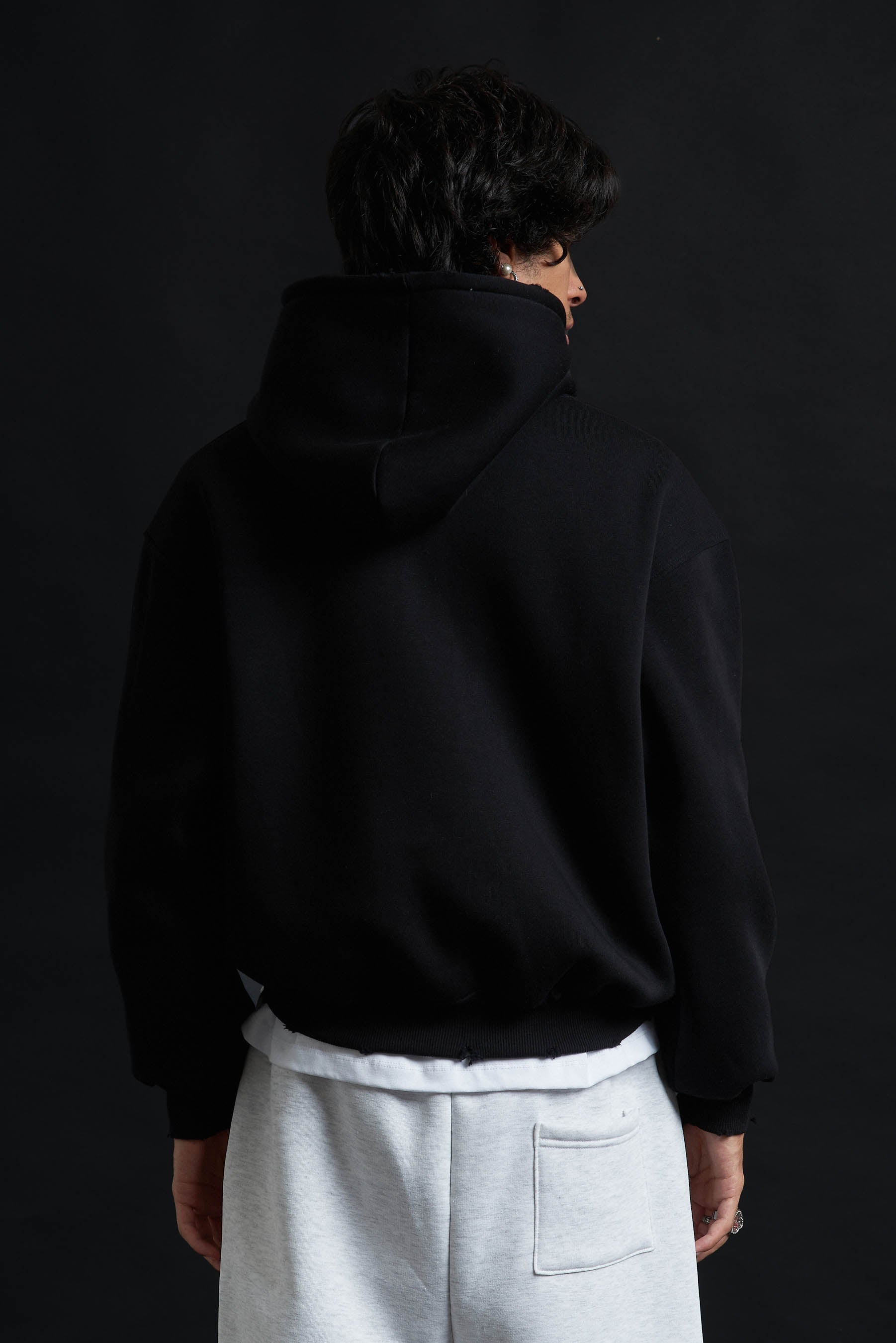 Hoodie Genesis Crop BLACK Destroyed
