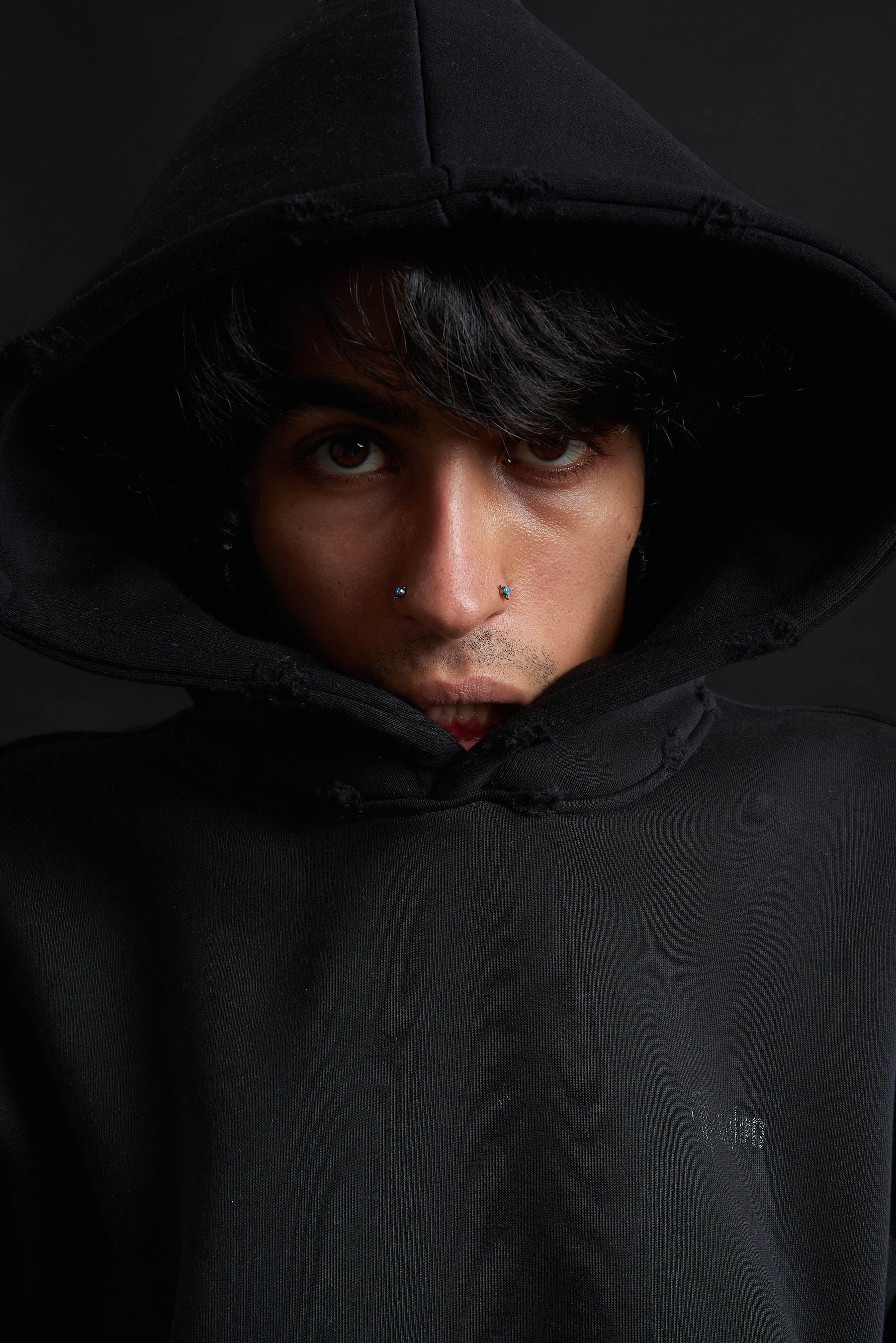 Hoodie Genesis Crop BLACK Destroyed