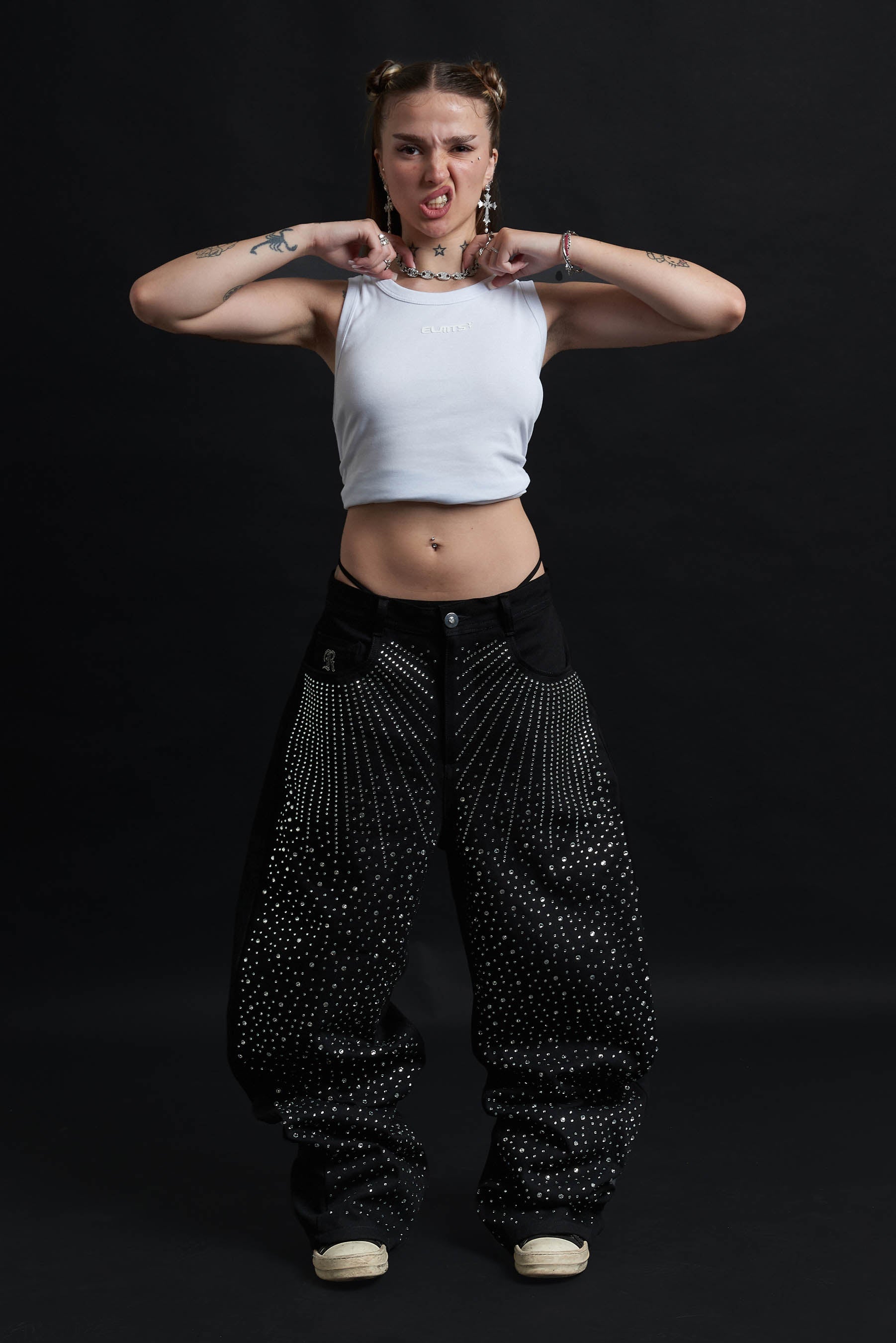 ECLIPSE RHINESTONE BAGGY BLACK