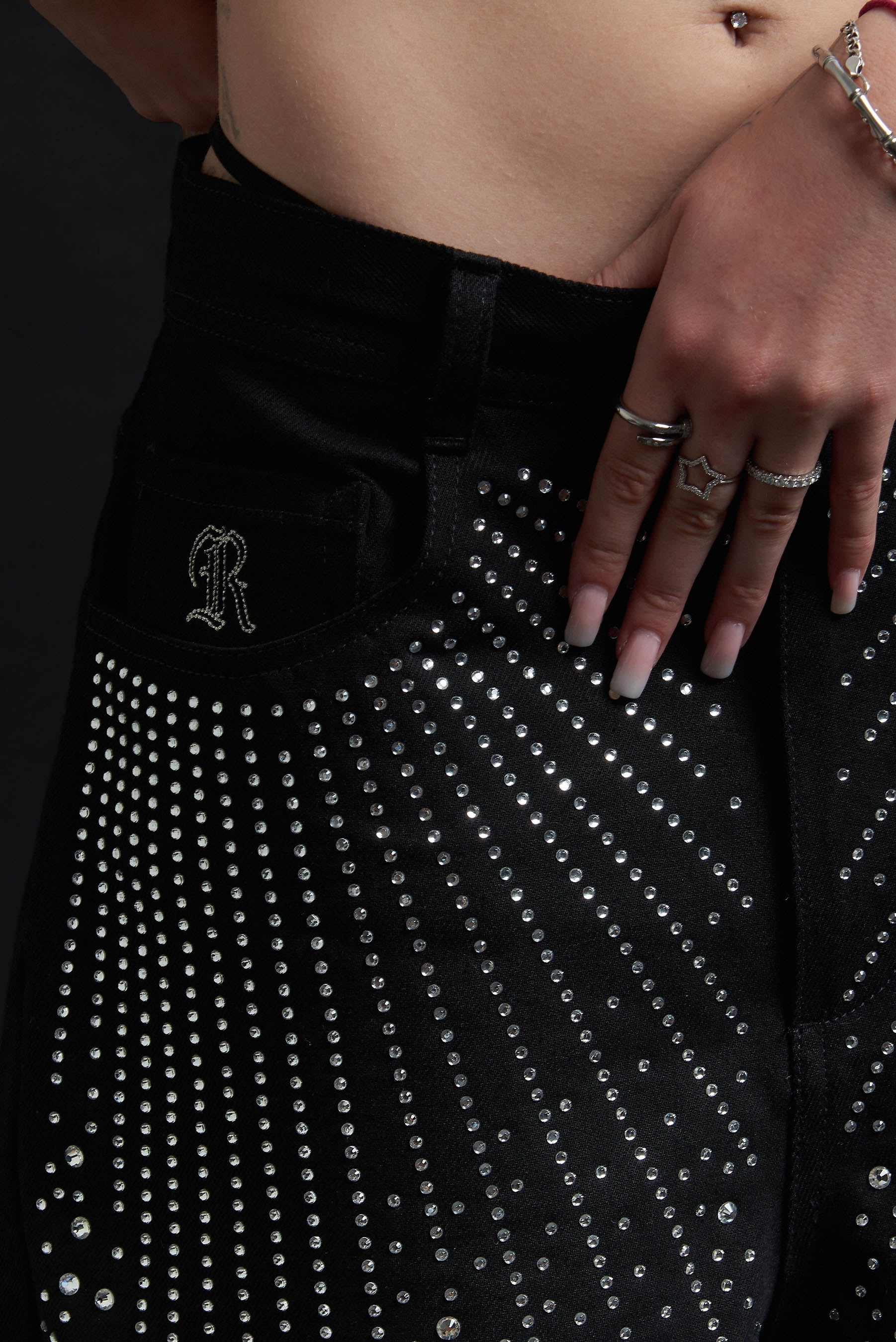 ECLIPSE RHINESTONE BAGGY BLACK