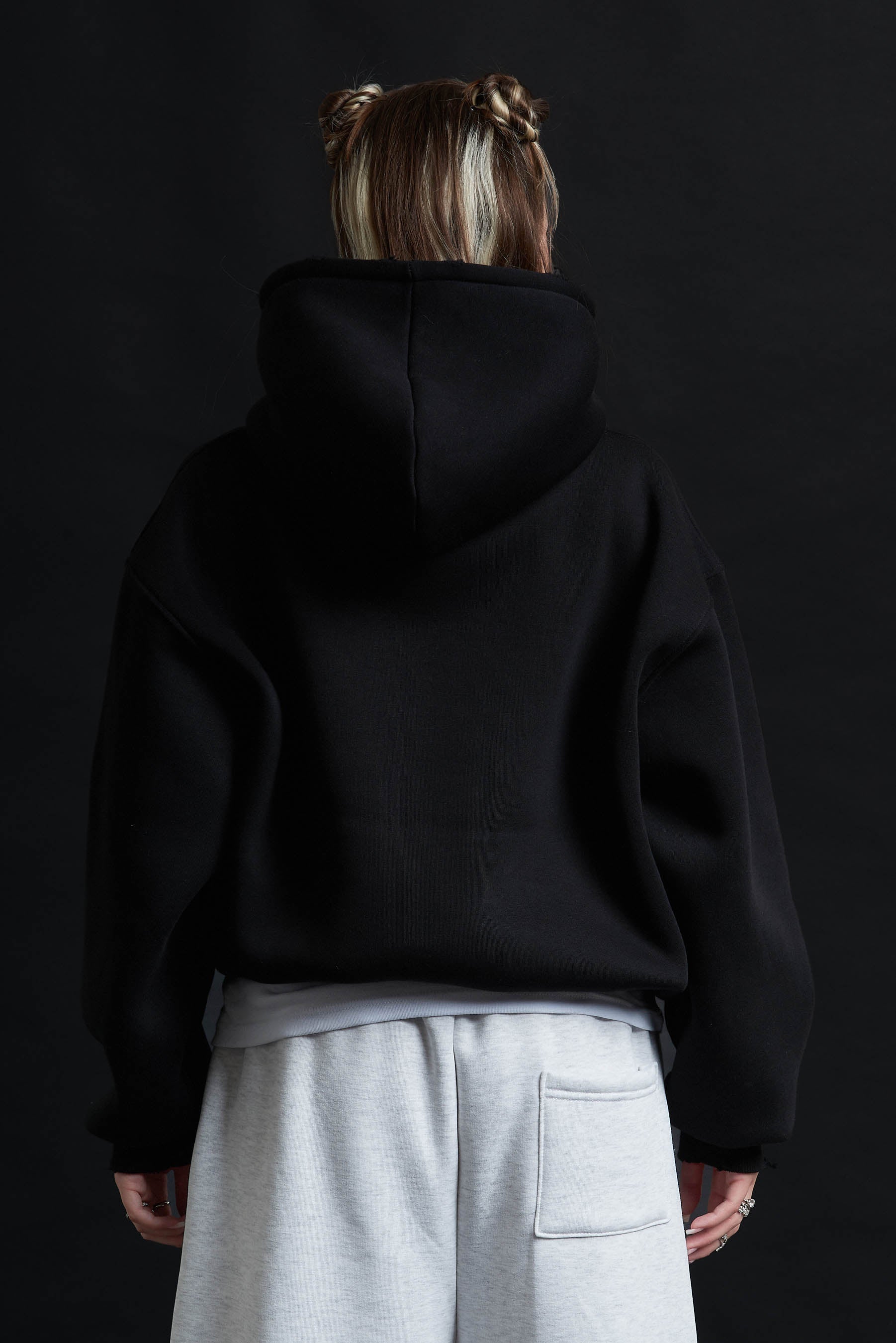 Hoodie Genesis Crop BLACK Destroyed