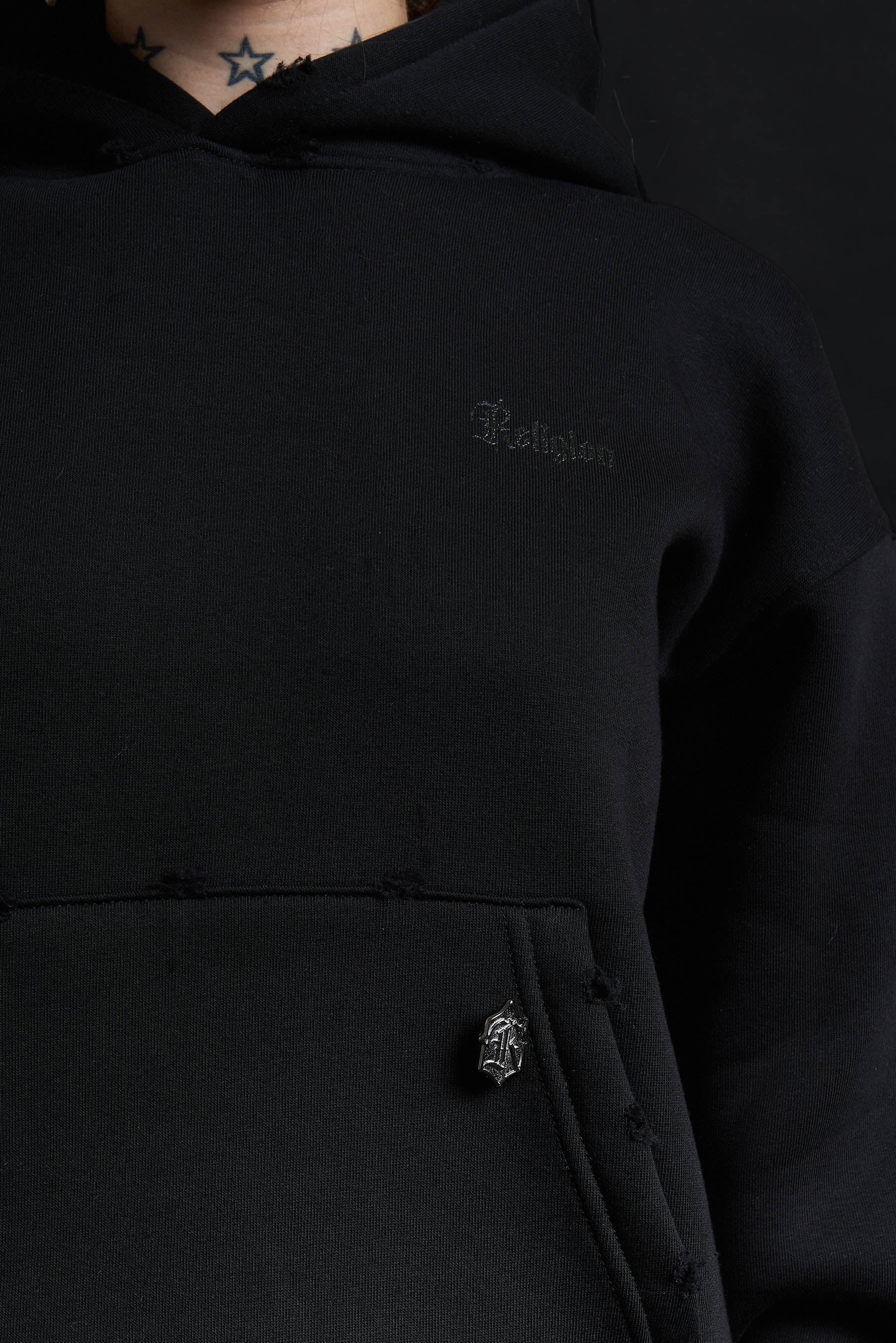 Hoodie Genesis Crop BLACK Destroyed