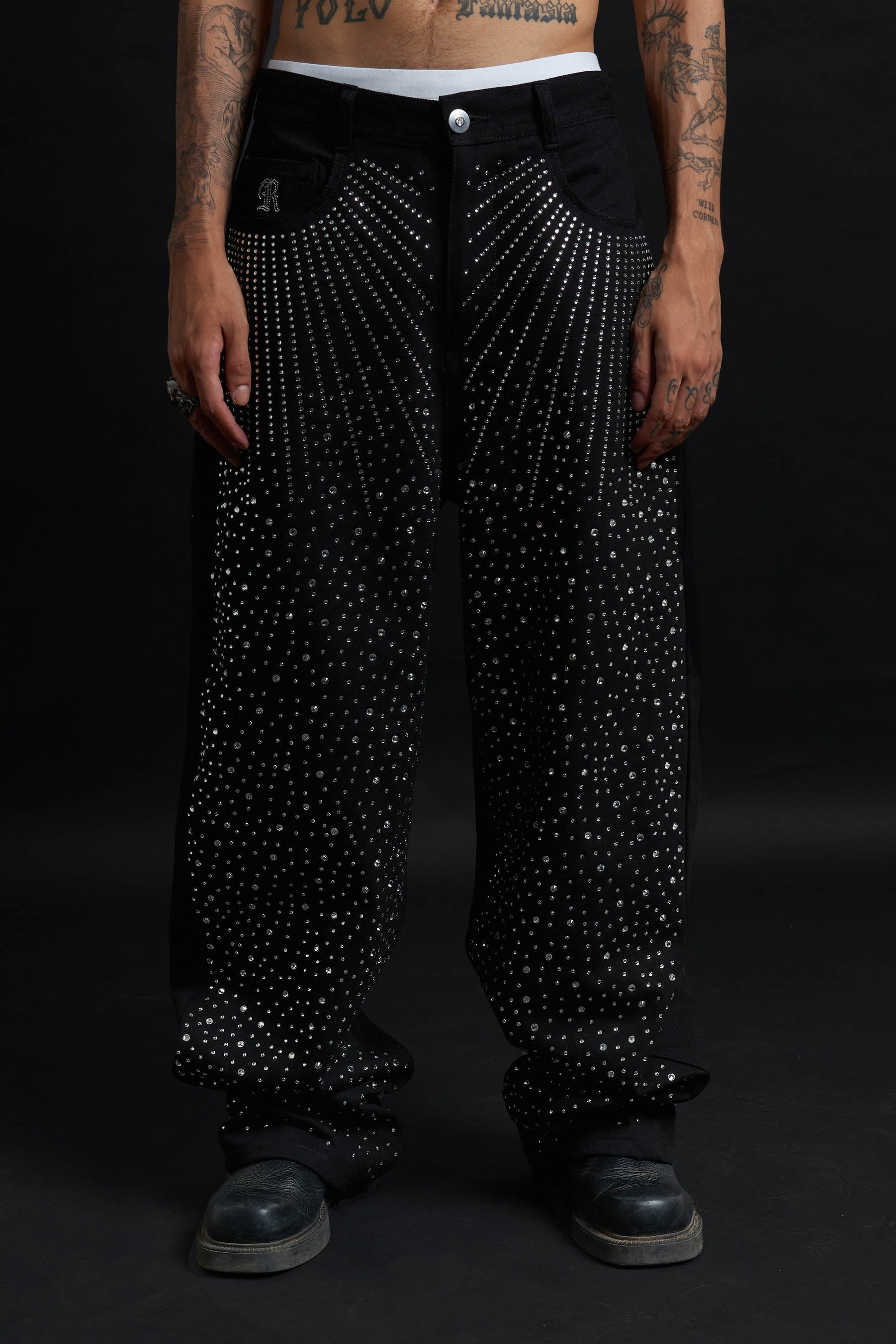 ECLIPSE RHINESTONE BAGGY BLACK