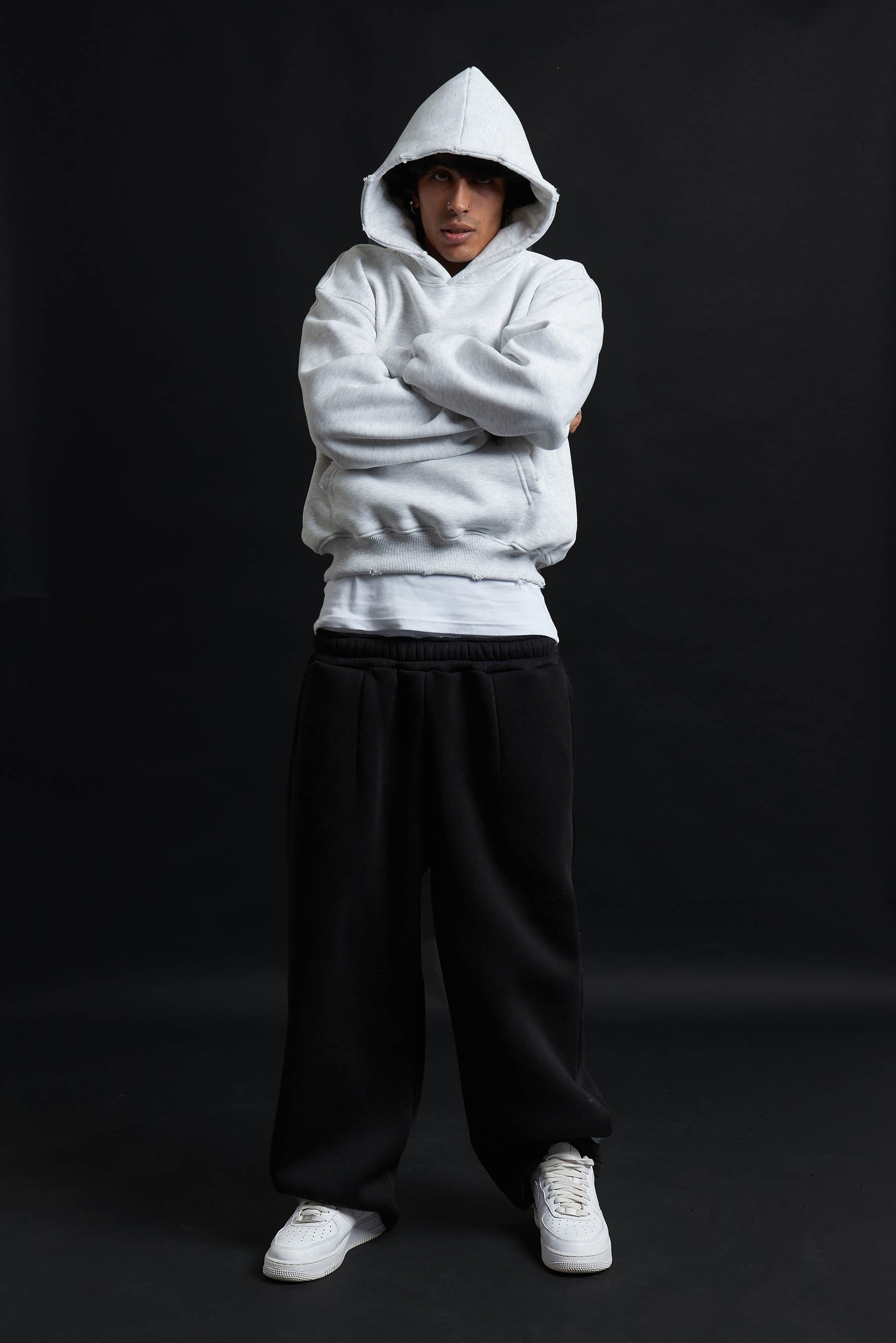Hoodie Genesis Crop Ash Grey Destroyed