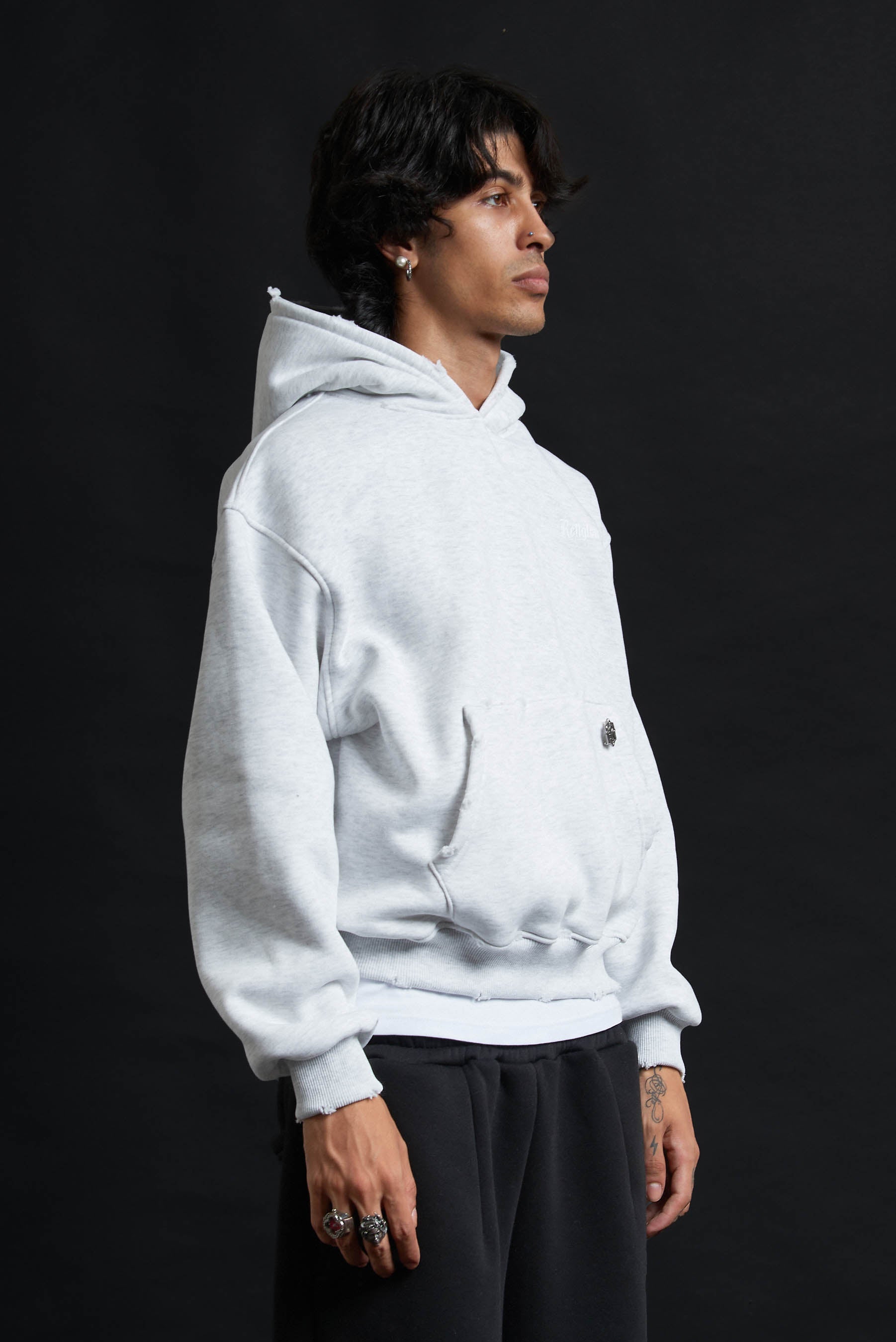 Hoodie Genesis Crop Ash Grey Destroyed