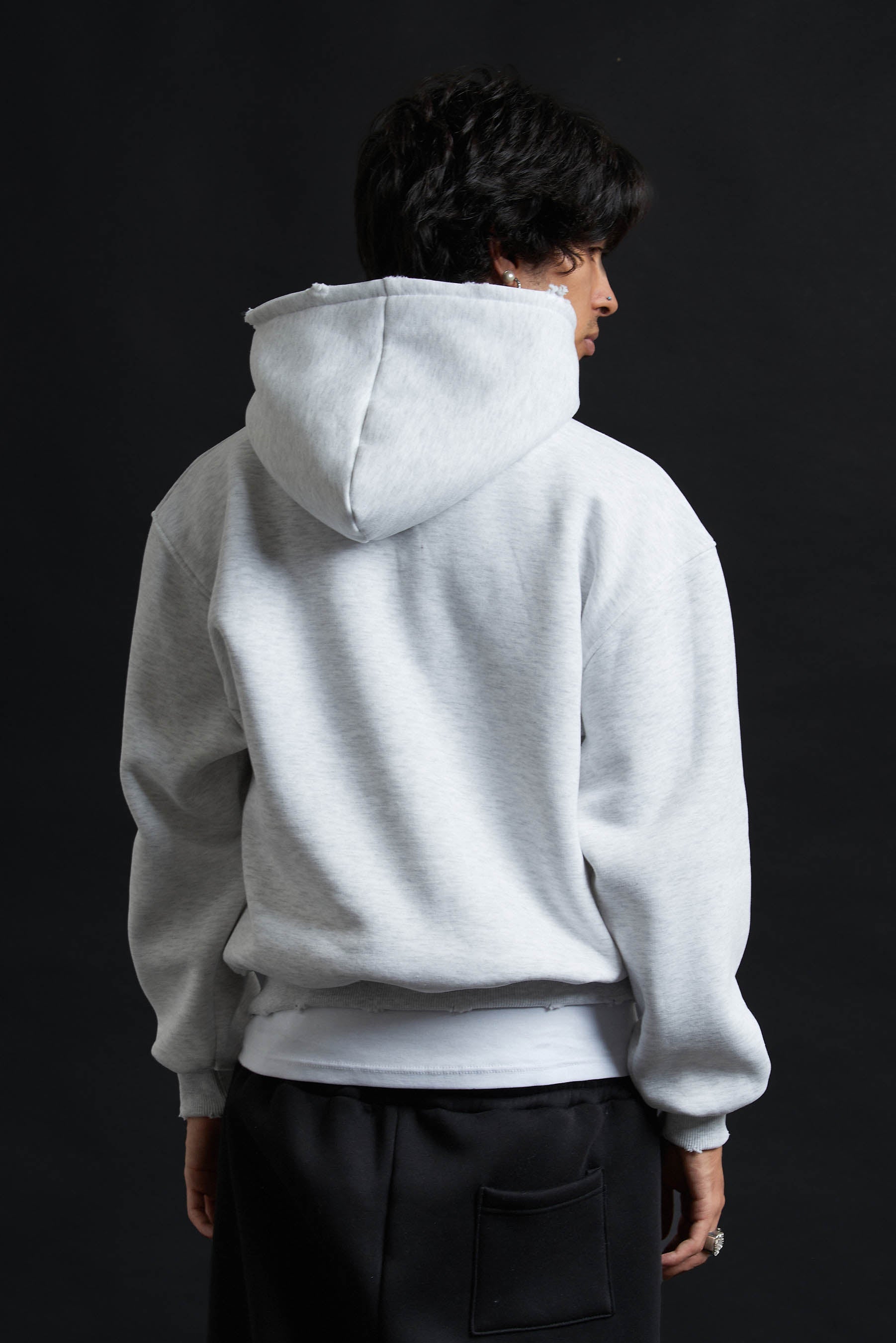 Hoodie Genesis Crop Ash Grey Destroyed