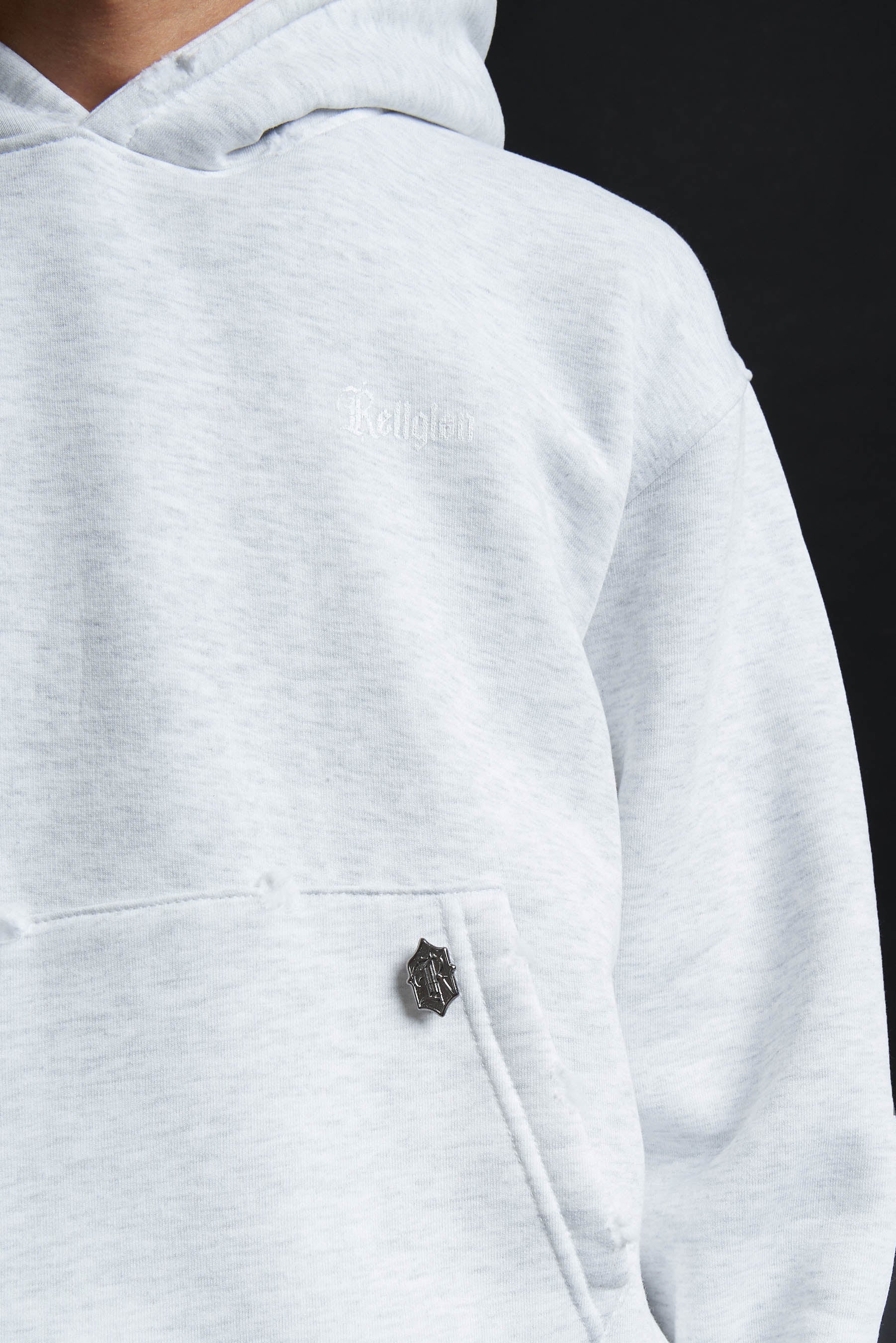 Hoodie Genesis Crop Ash Grey Destroyed