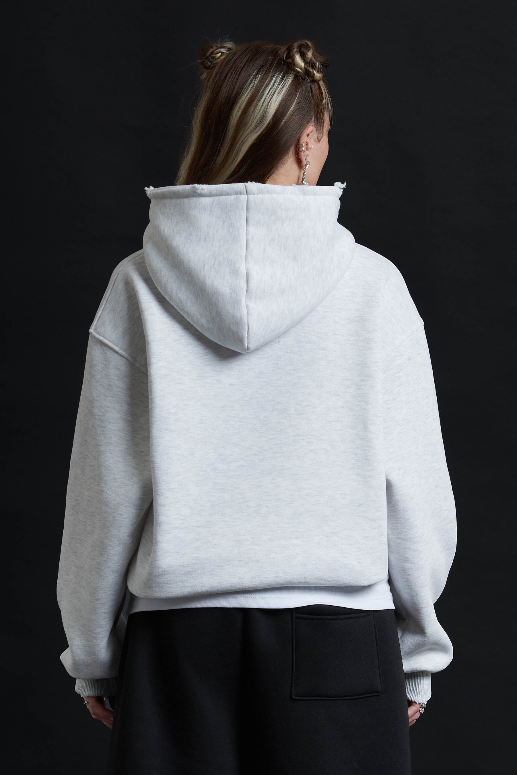 Hoodie Genesis Crop Ash Grey Destroyed