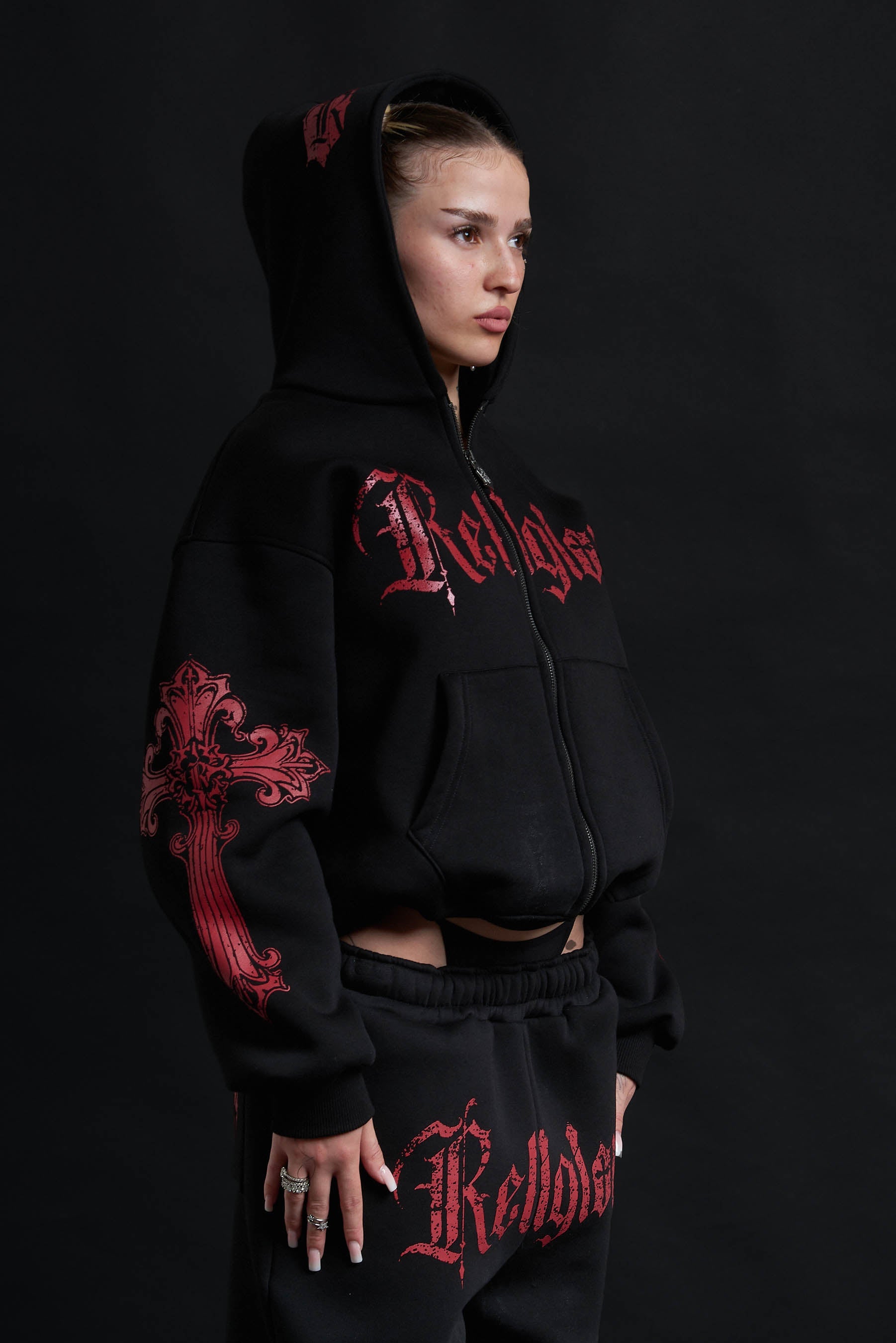 HOODIE CATHEDRAL BLACK&amp;RED