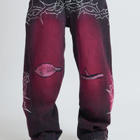 DENIM BAGGY BARBED WIRE BLACK/PINK