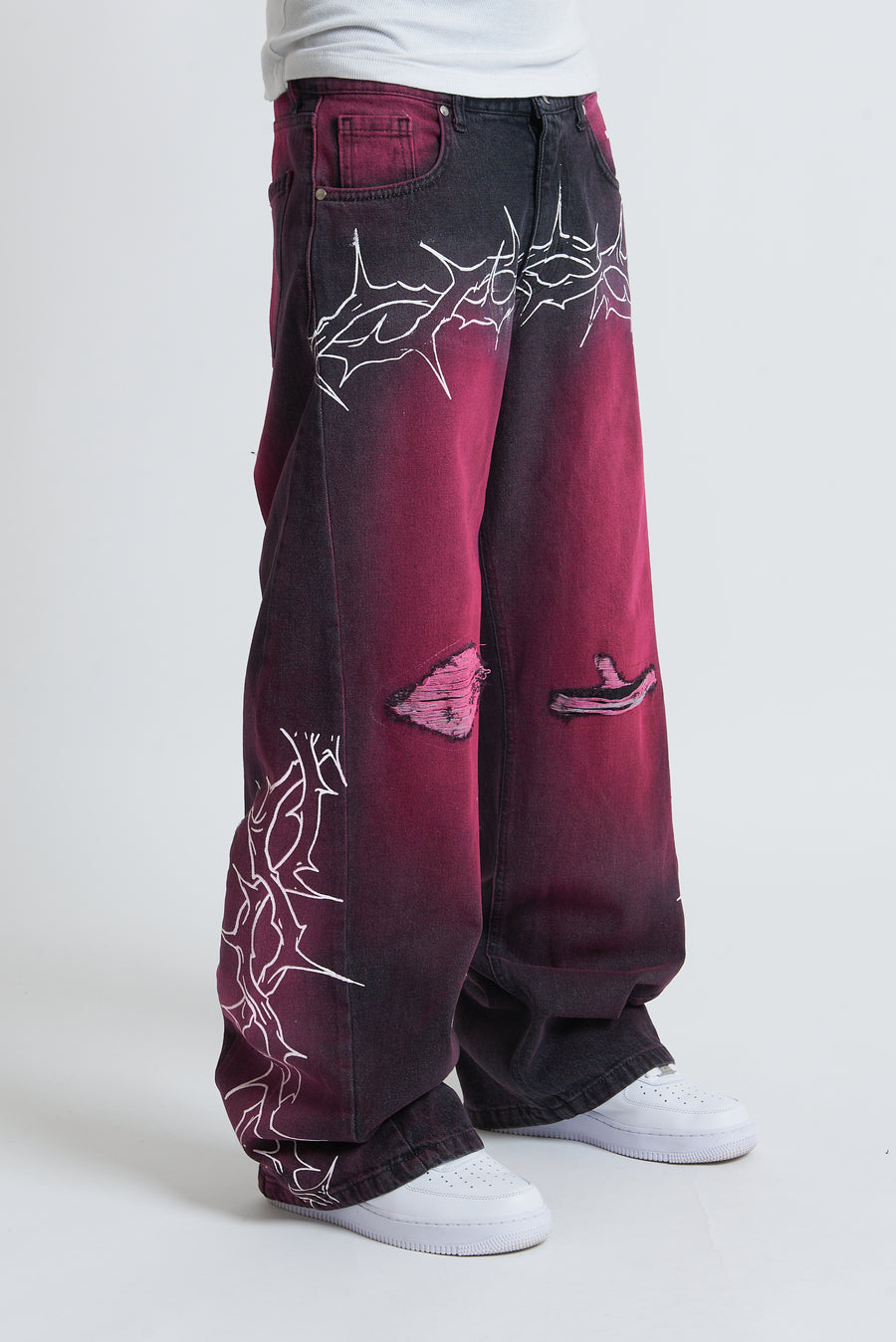 DENIM BAGGY BARBED WIRE BLACK/PINK