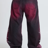 DENIM BAGGY BARBED WIRE BLACK/PINK