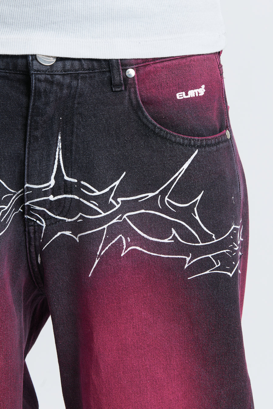 DENIM BAGGY BARBED WIRE BLACK/PINK