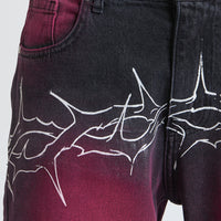 DENIM BAGGY BARBED WIRE BLACK/PINK