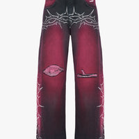 DENIM BAGGY BARBED WIRE BLACK/PINK