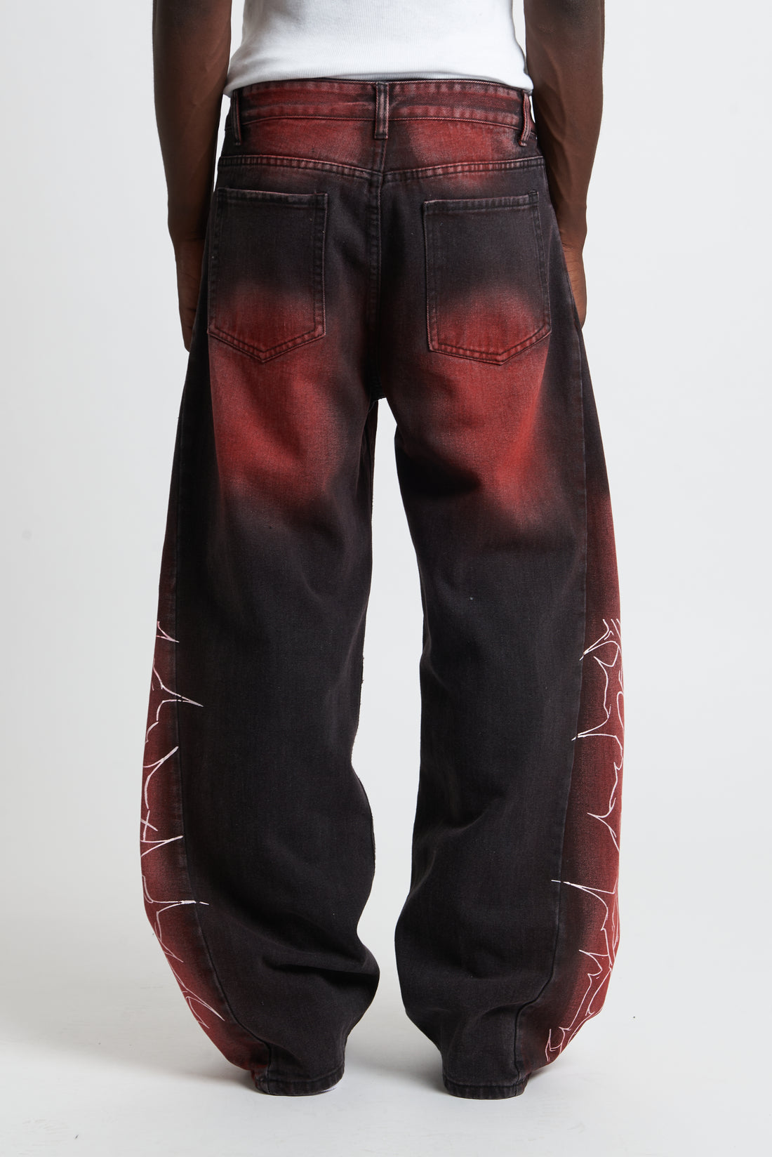 DENIM BAGGY BARBED WIRE BLACK/RED
